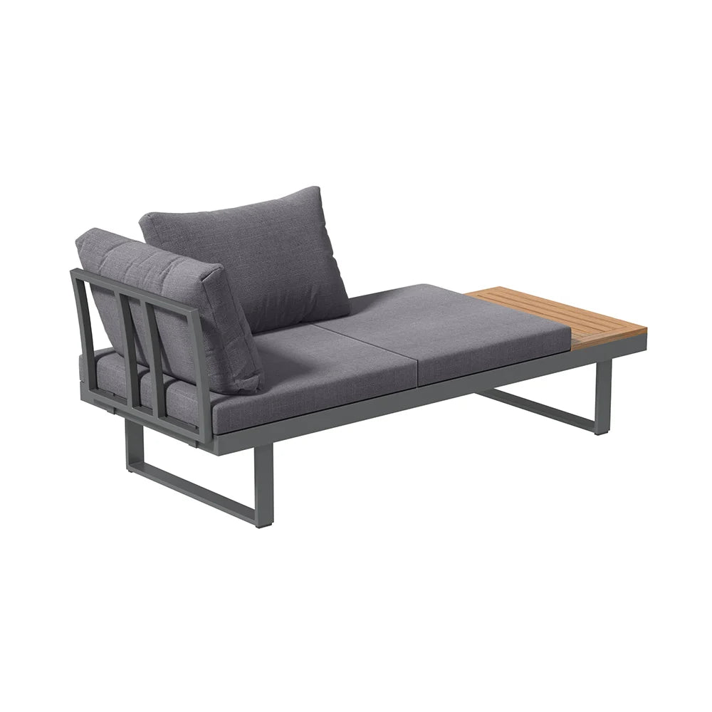 Gimly Outdoor Iroko wood & Steel Modular Sofa Set in Dark Gray
