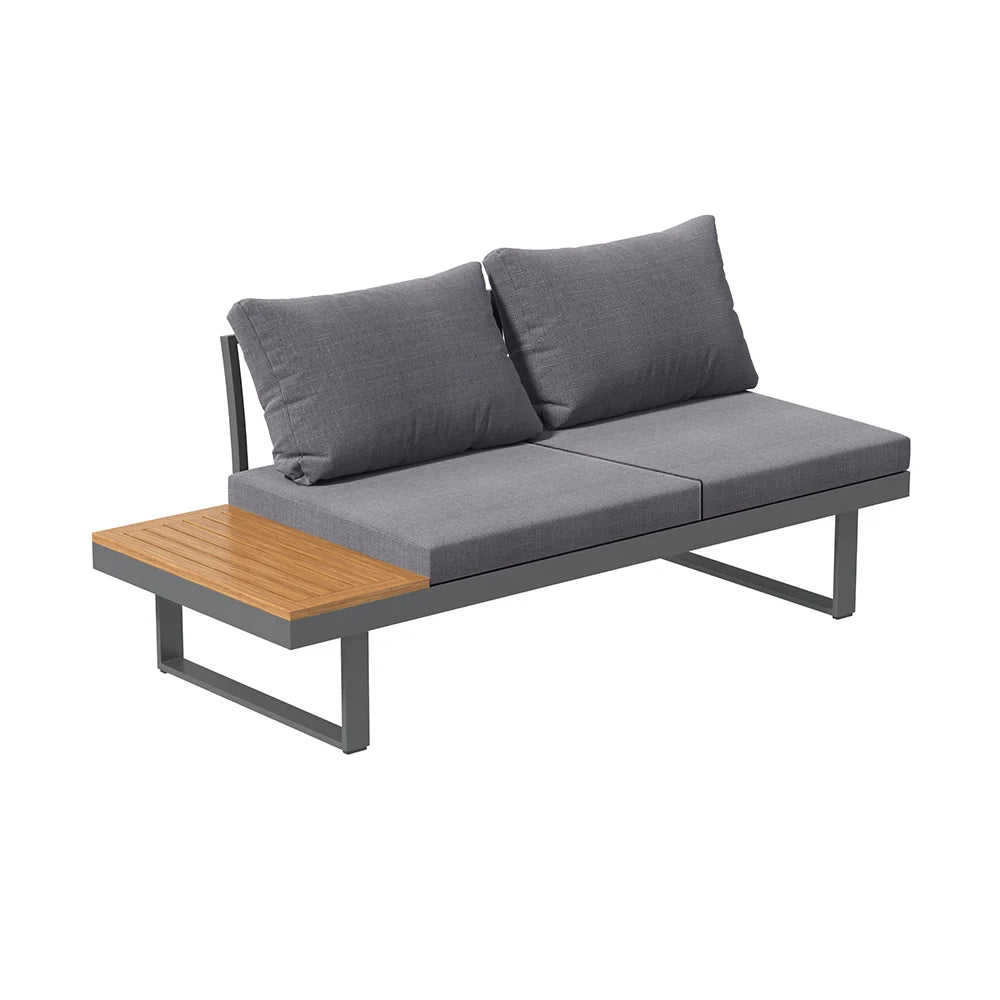 Gimly Outdoor Iroko wood & Steel Modular Sofa Set in Dark Gray