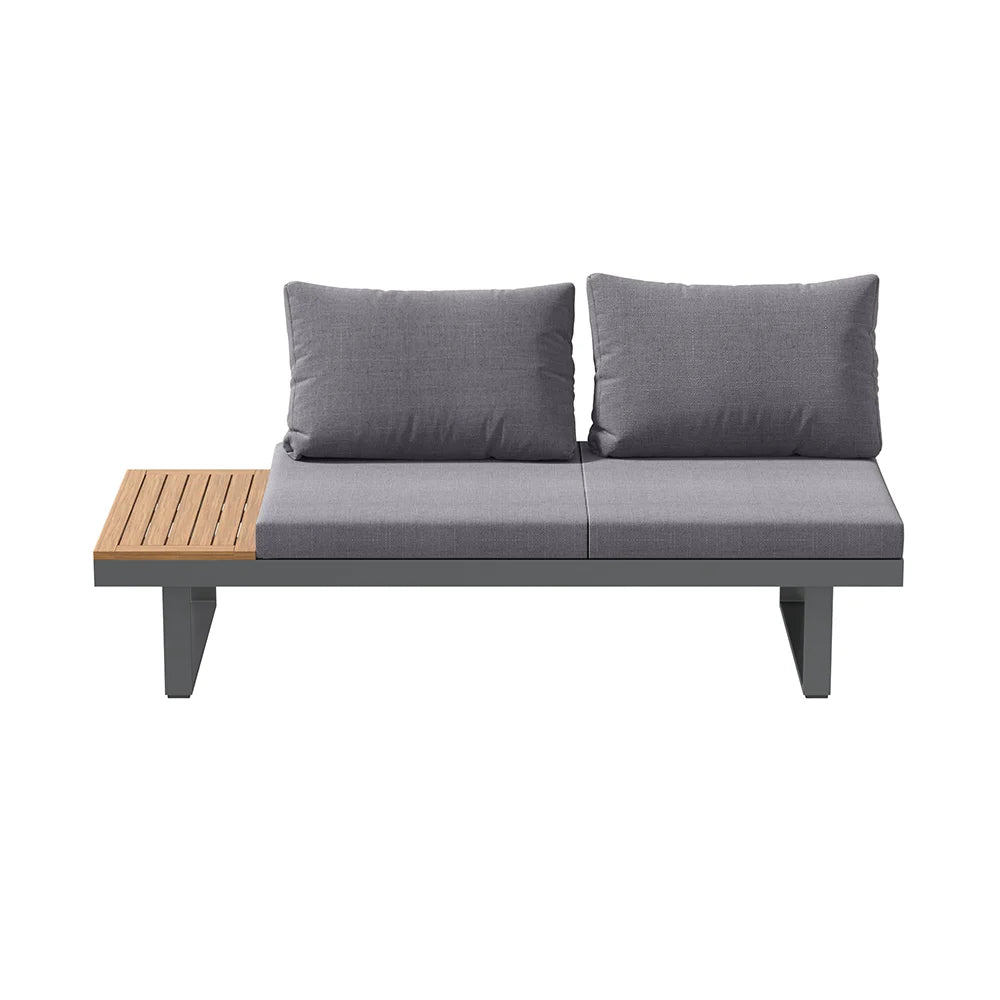 Gimly Outdoor Iroko wood & Steel Modular Sofa Set in Dark Gray
