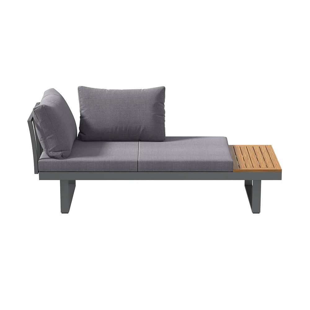 Gimly Outdoor Iroko wood & Steel Modular Sofa Set in Dark Gray