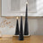 Modern Matte Black Conical LED Taper Candles - Set of 3