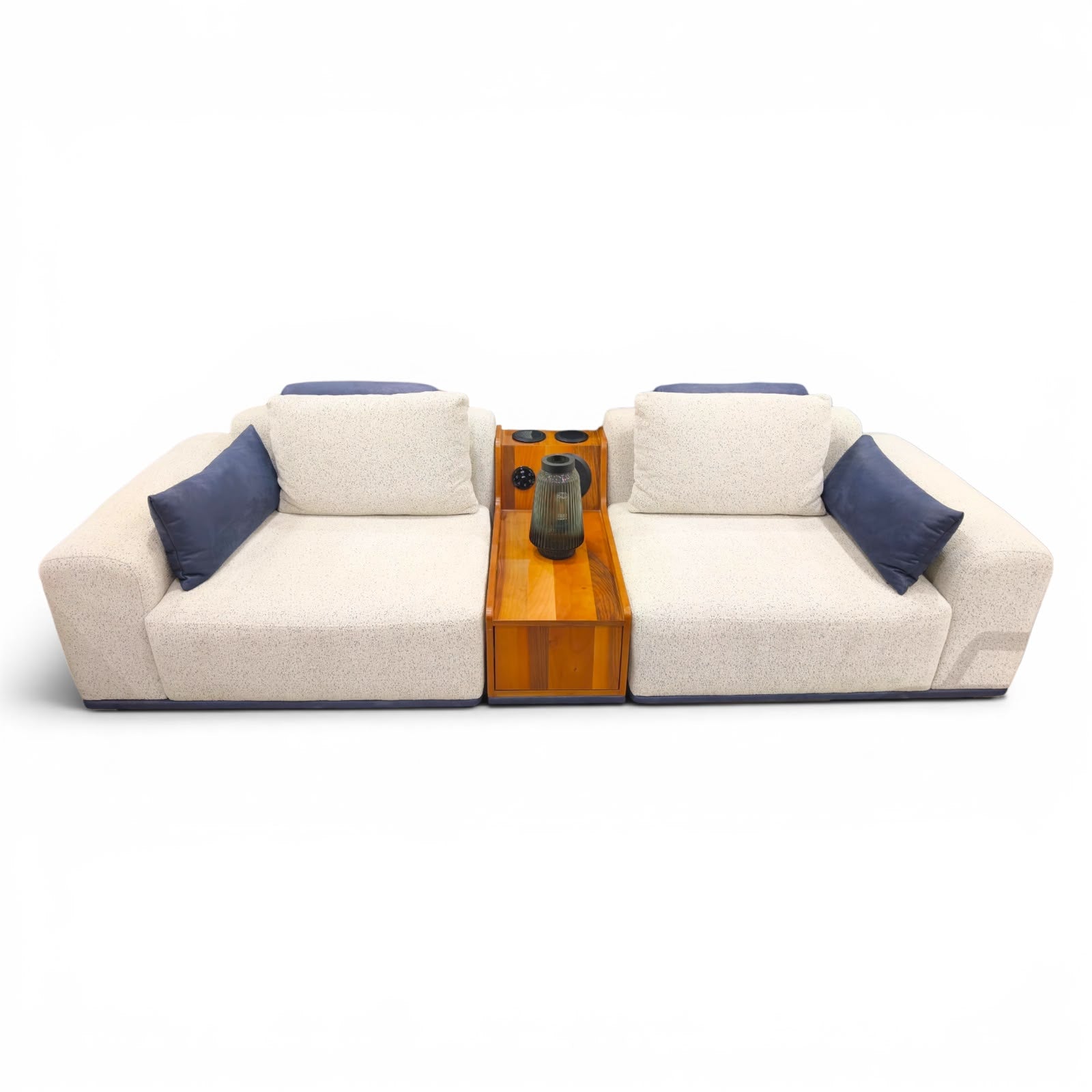 Modern Comfort Living Set – Walnut & Ivory Collection without center table