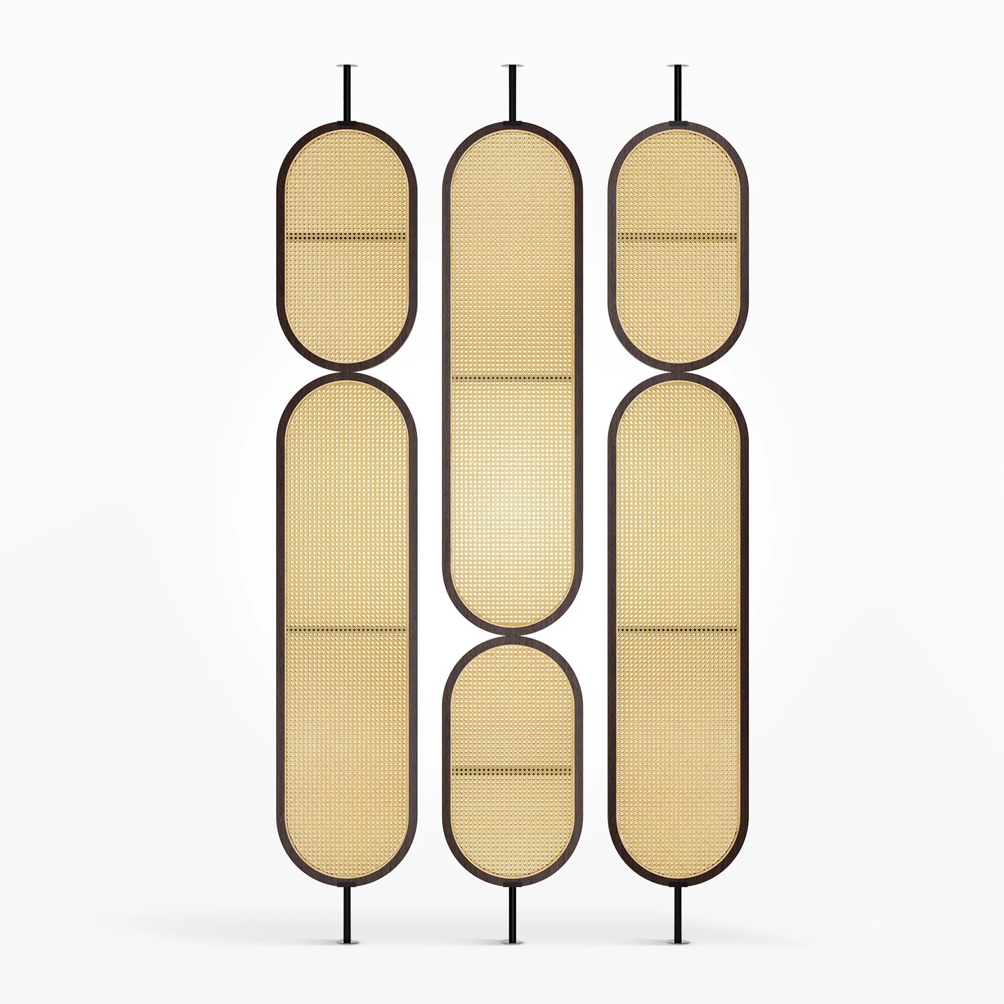 Double Oval Rattan Cane Webbing Wood Panel | One Piece Partition