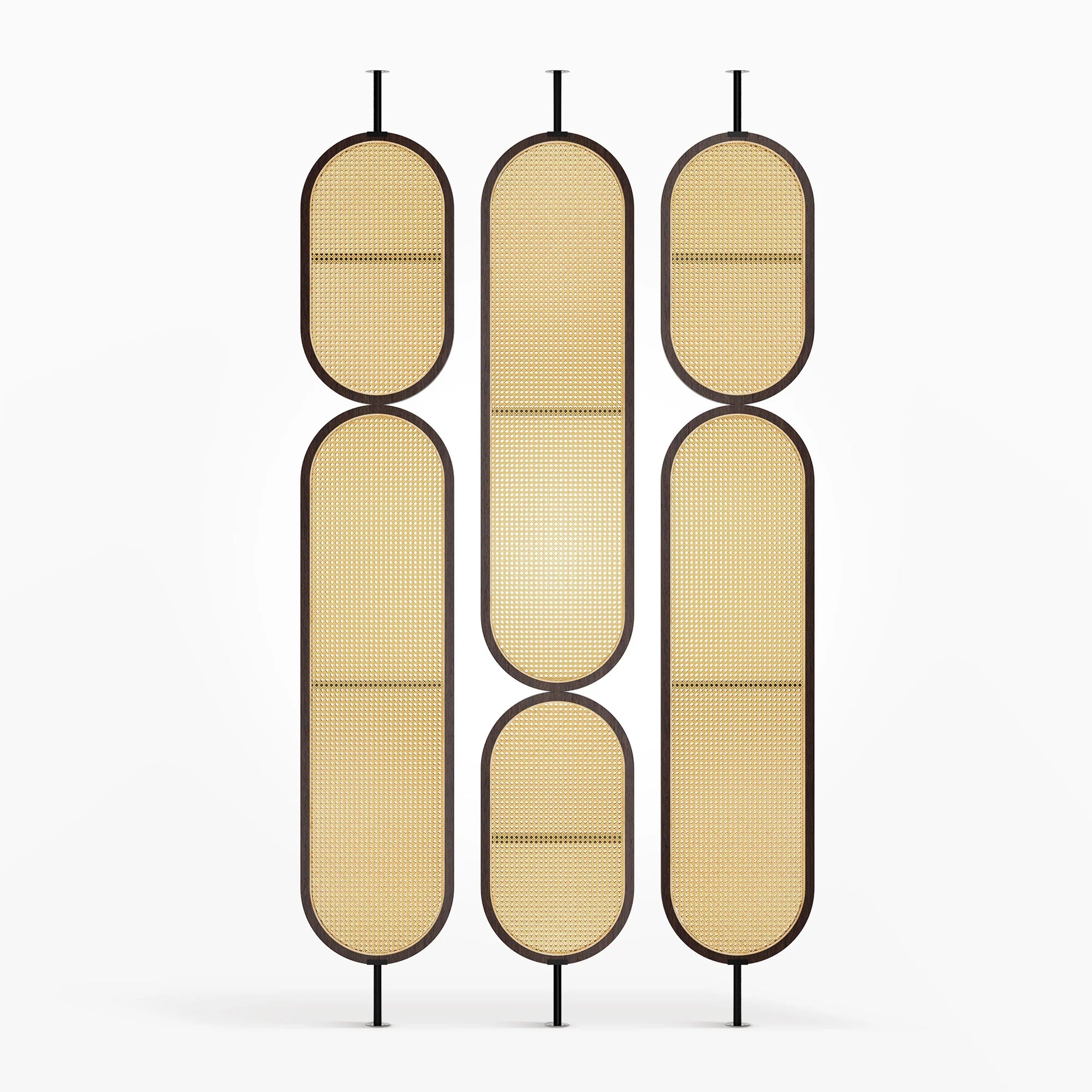 Double Oval Rattan Cane Webbing Wood Panel | One Piece Partition