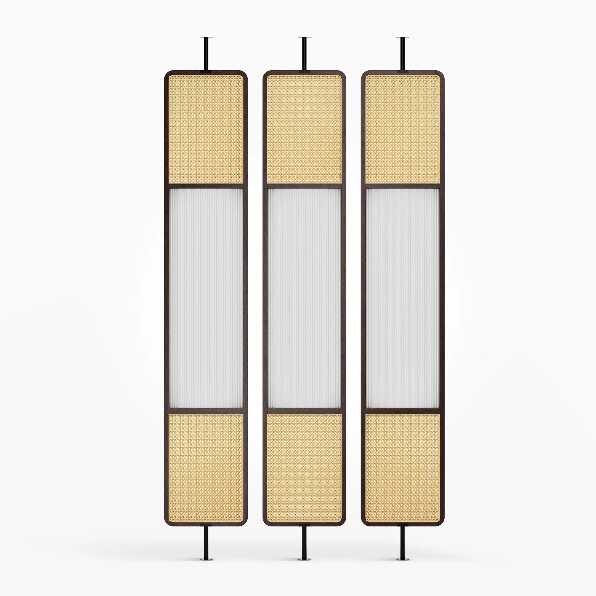Mesh Fluted Glass Cane Privacy Screen | One Piece Partition