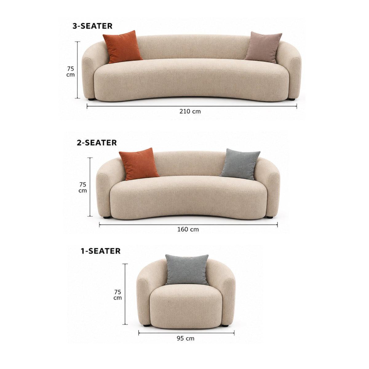 Modern Curved 7-Seater Luxury Sofa Set (3+2+1+1) | Fully Customizable Size & Fabric