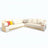 Modern L‑Shaped Cream Sofa with Wooden Armrests