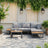 Gimly Outdoor Iroko wood & Steel Modular Sofa Set in Dark Gray