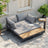 Gimly Outdoor Iroko wood & Steel Modular Sofa Set in Dark Gray