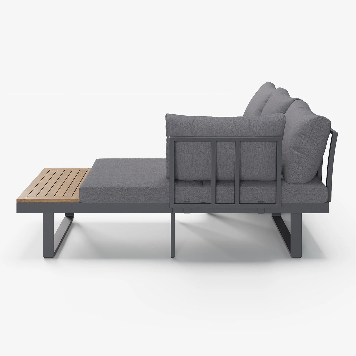 Gimly Outdoor Iroko wood & Steel Modular Sofa Set in Dark Gray