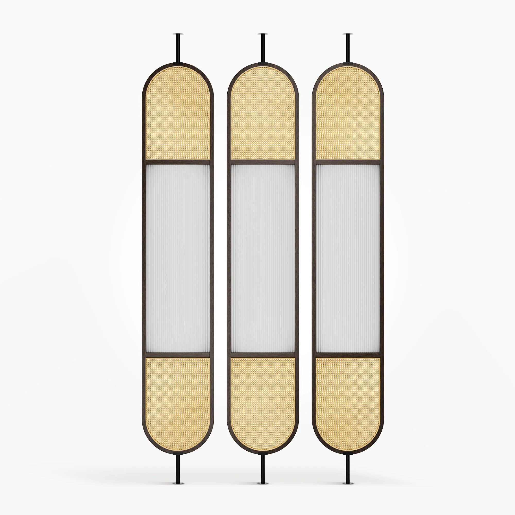 Normer Fluted Glass Cane Privacy Screen | Room Divider
