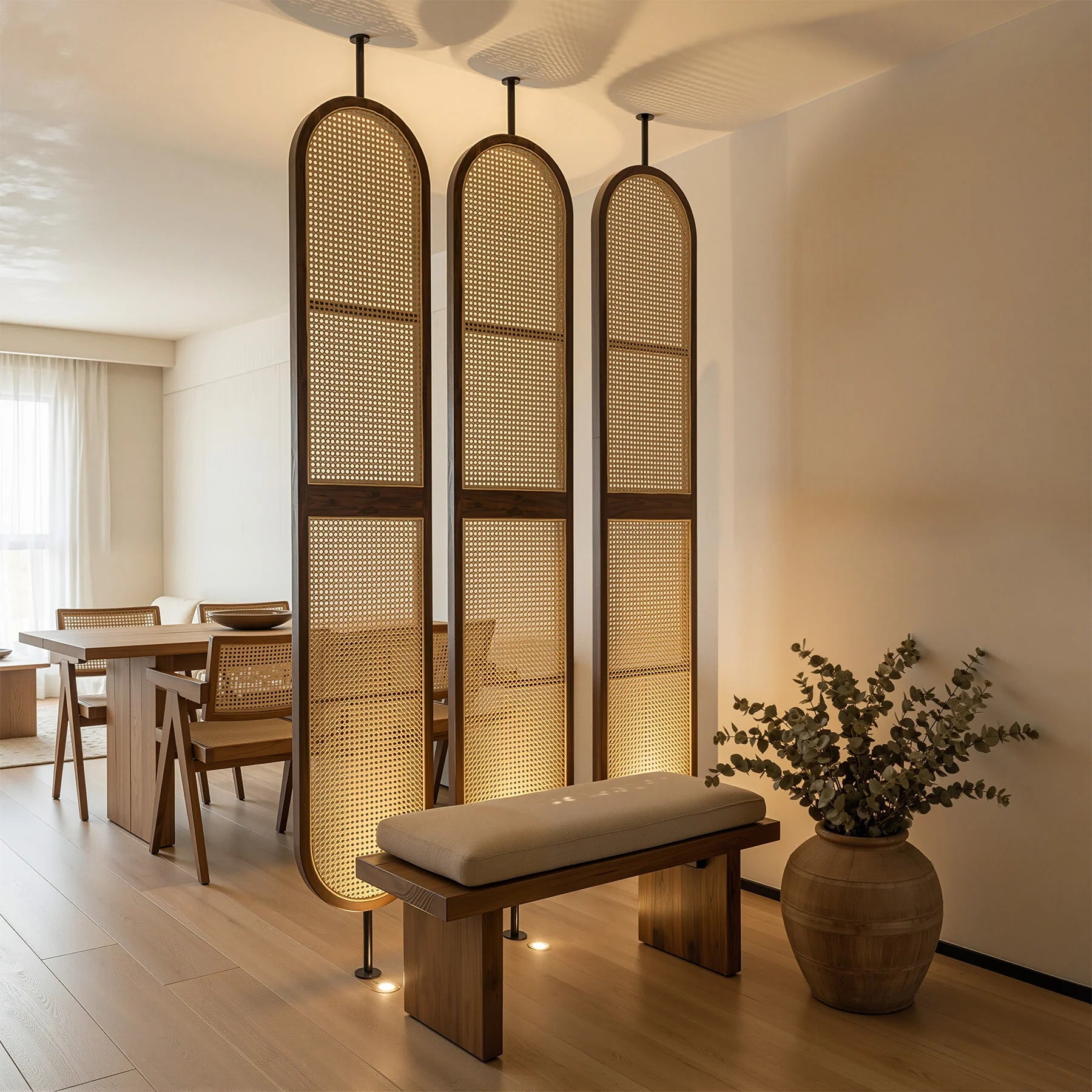 Loval Wood Rattan Cane Webbing Panel | One Piece Partition