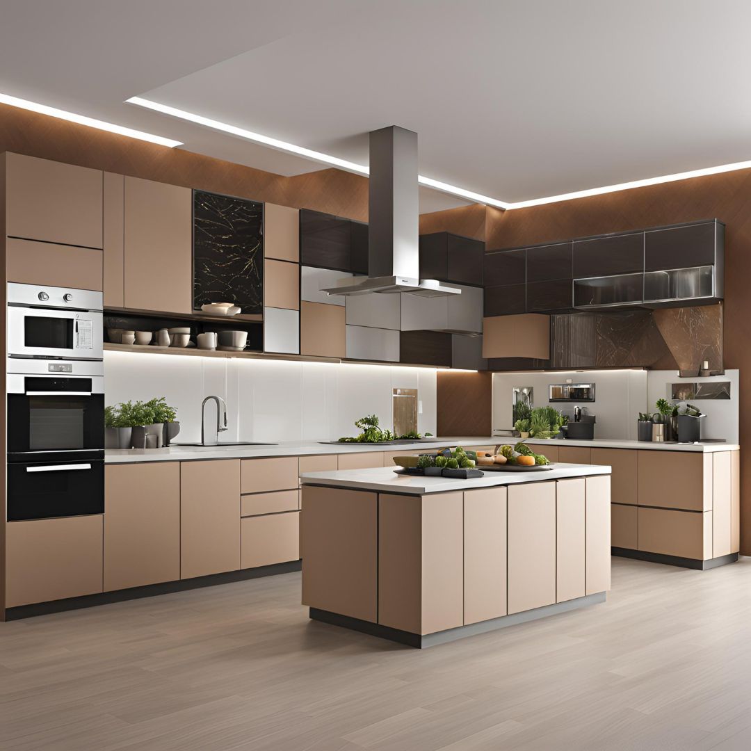 Modern Kitchen with Island & Mixed-Finish Cabinetry