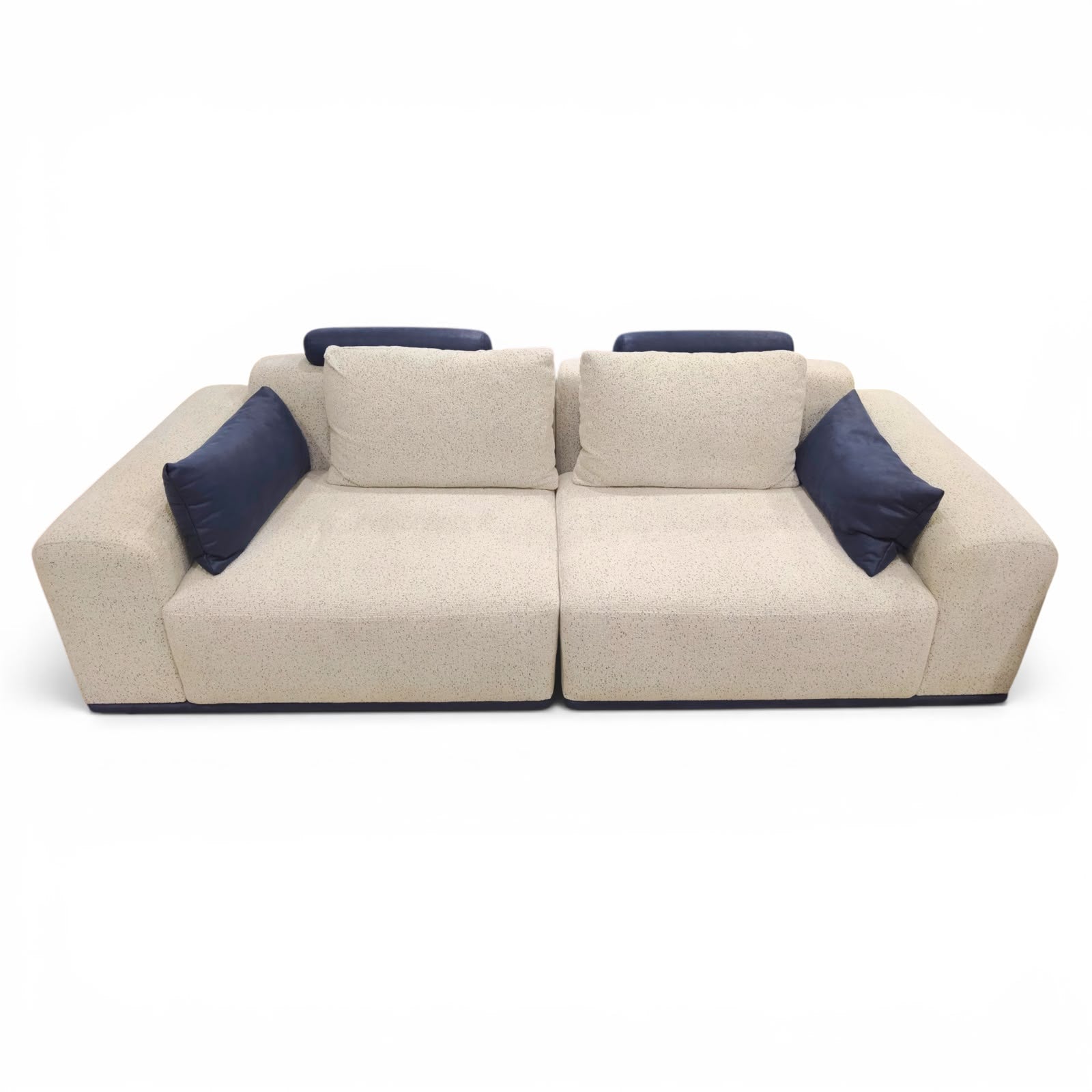 Modern Comfort Living Set – Walnut & Ivory Collection without center table