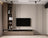 Minimalist Wooden TV Unit & Media Wall with Vertical Accent Grooves & Open Bookshelf