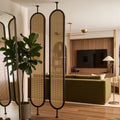 Stainless Steel Frame Rattan Webbing Glass Panel | Privacy Screen SGR02