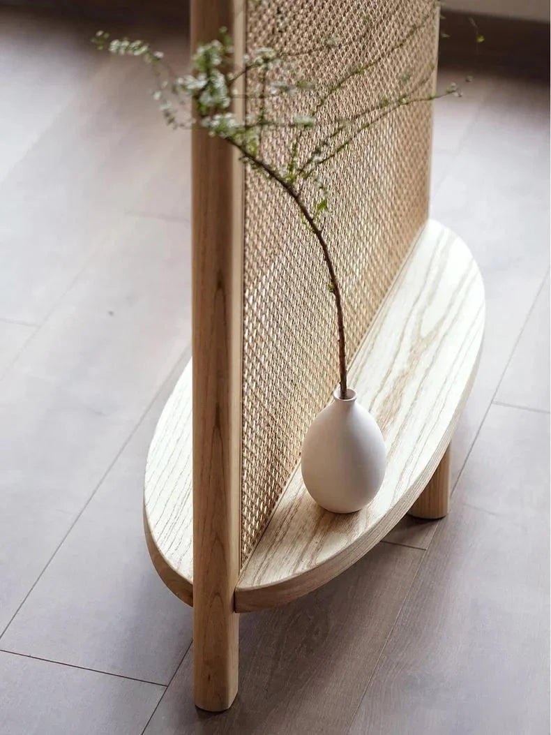 Rattaber Wood Cane Panel Privacy Screen | One Piece Partition