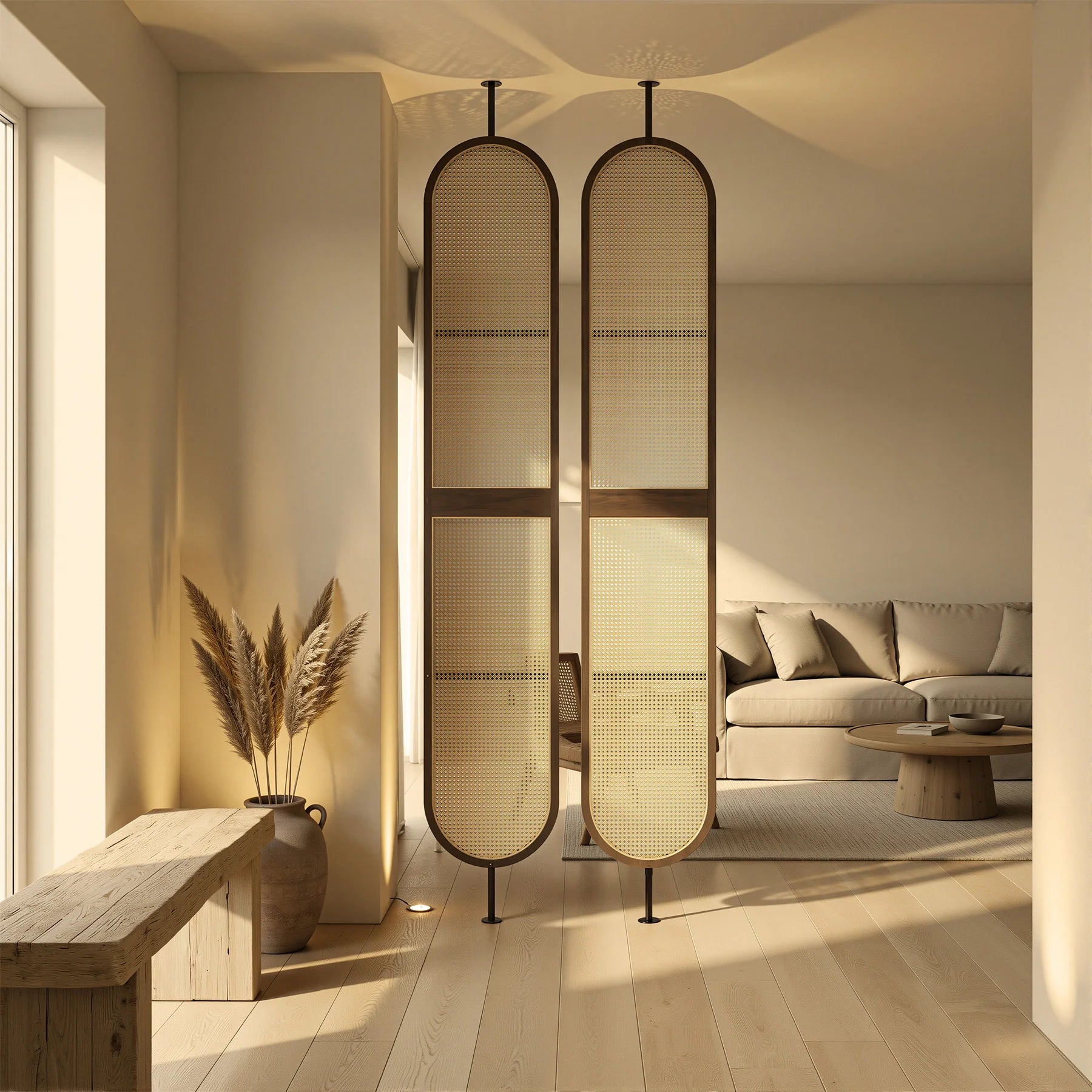 Loval Wood Rattan Cane Webbing Panel | One Piece Partition