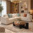 Contemporary Beige Fabric L-Shape Sectional Sofa – Deep Seat Corner Lounge