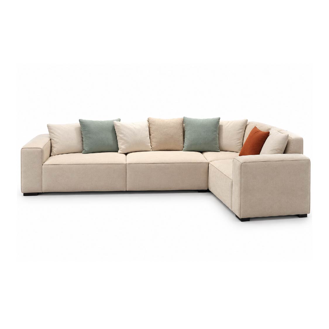 Contemporary Beige Fabric L-Shape Sectional Sofa – Deep Seat Corner Lounge