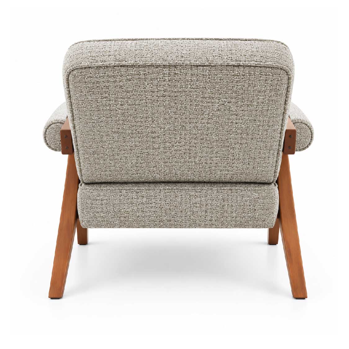 Mid-Century Accent Armchair with Wooden Frame and Bolster Armrests