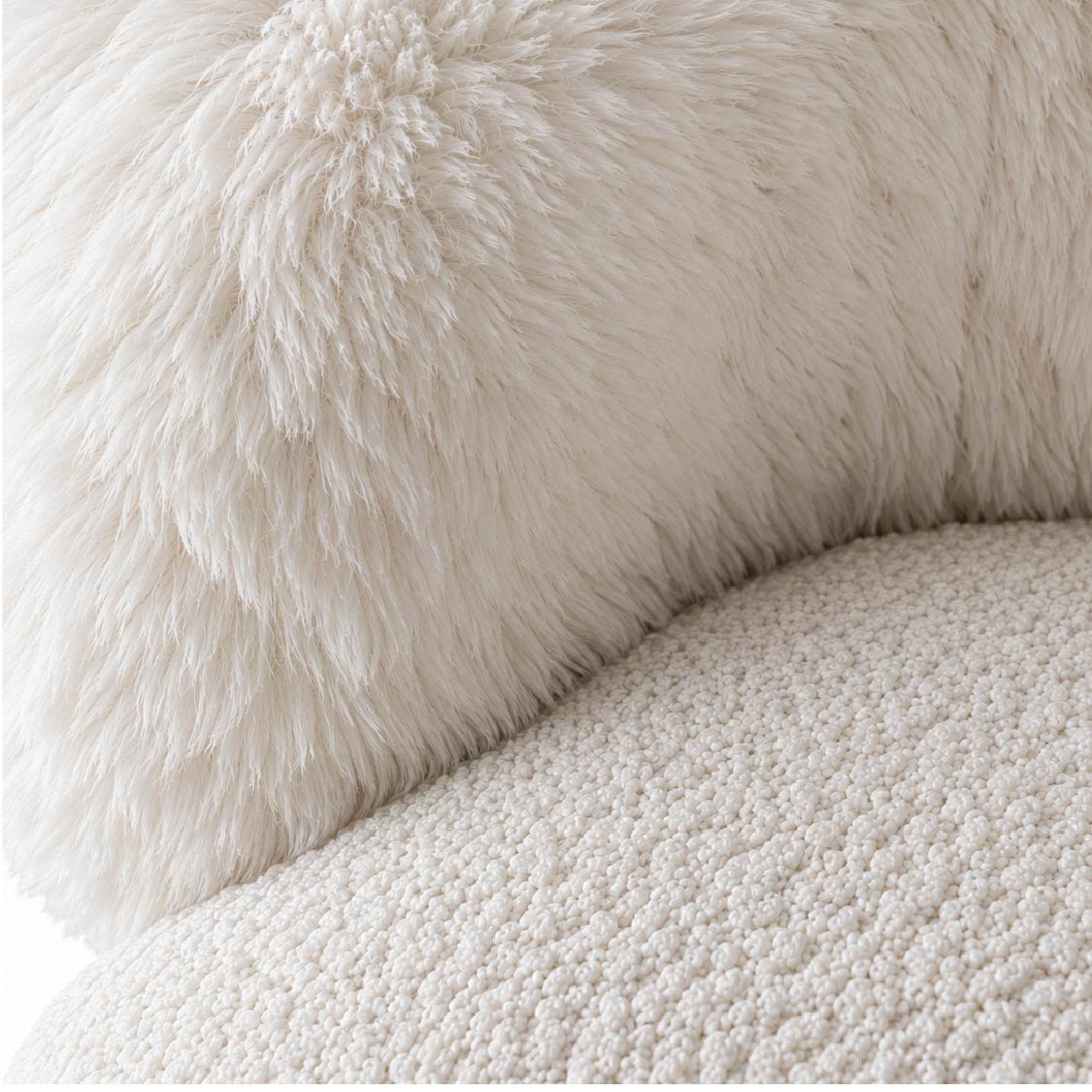 Coryat Plush Bouclé Barrel Accent Chair – Off-White & Gold Base