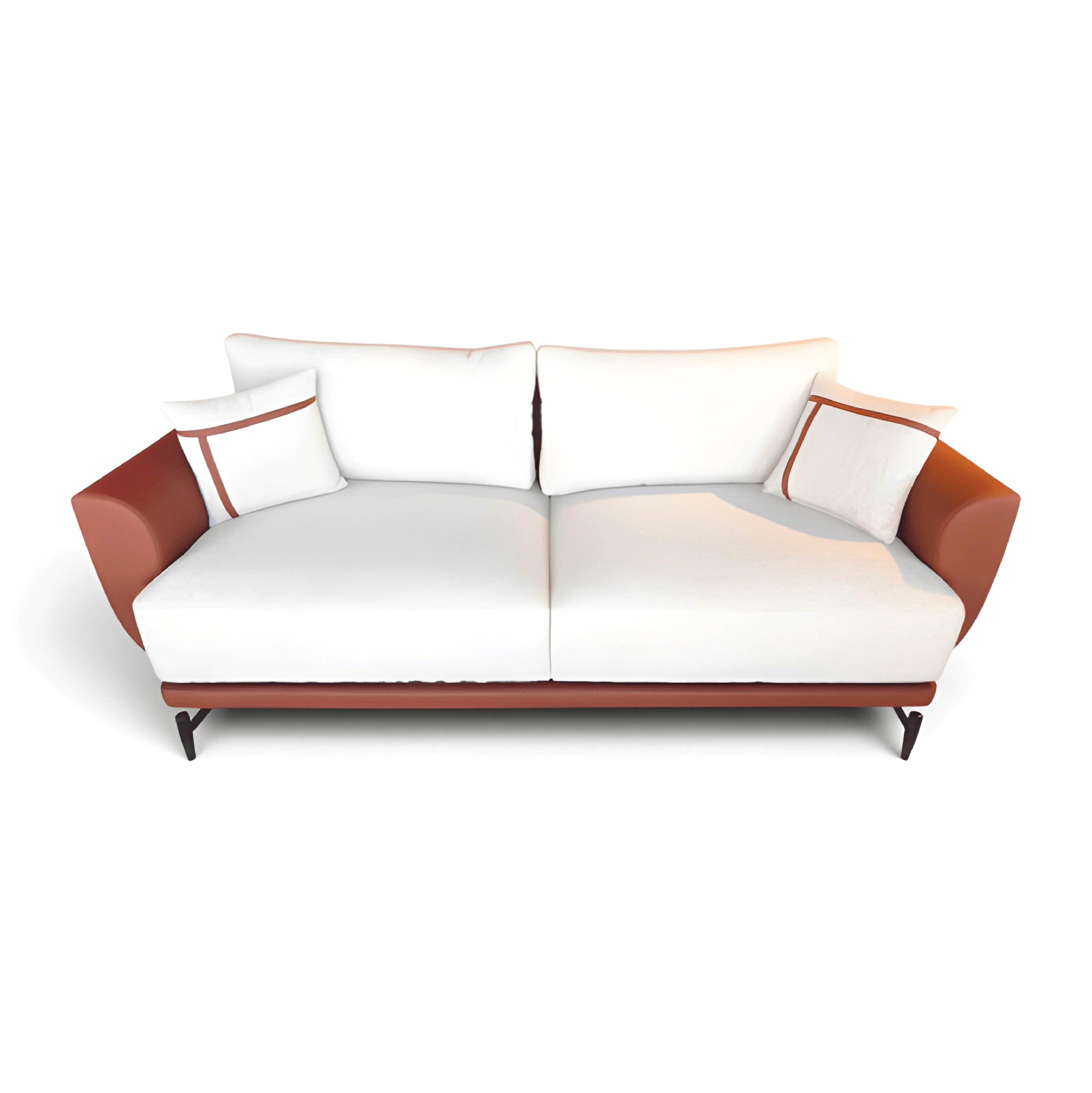 Modern 3 + 1 + 1 Sofa Set in White Fabric and Artifical Leather
