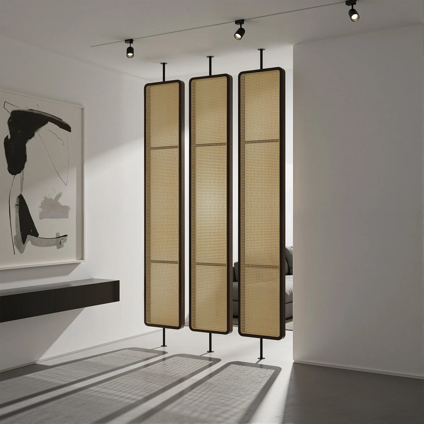 Round Edge Wood Rattan Cane Webbing Panel | One Piece Partition