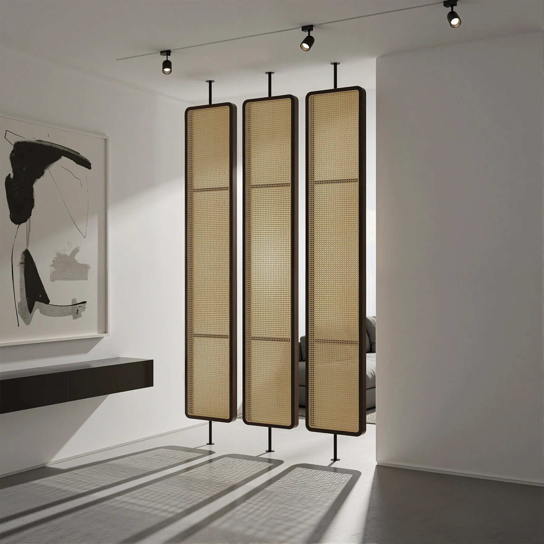 Round Edge Wood Rattan Cane Webbing Panel | One Piece Partition