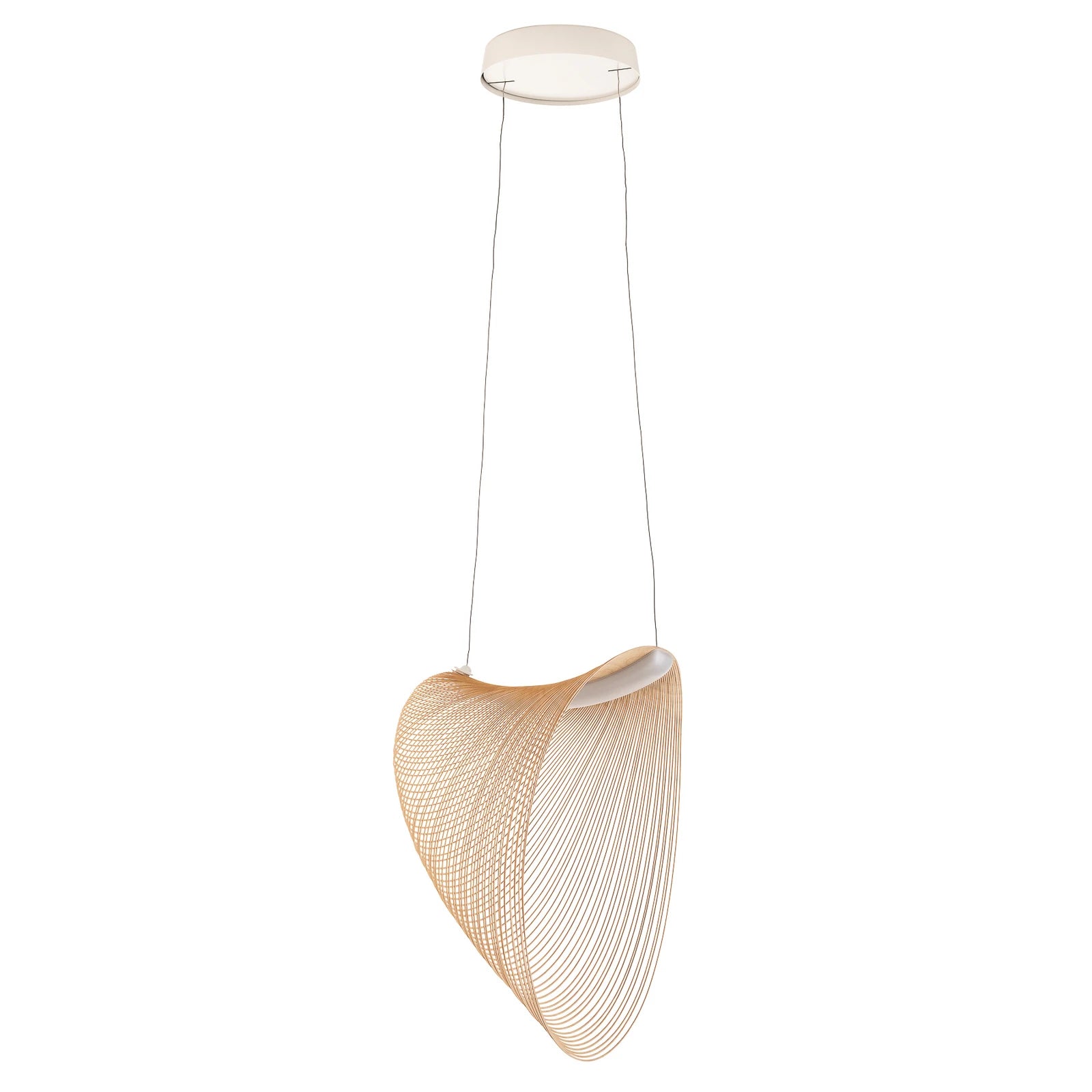 Wave‑Form Wooden Pendant Light
