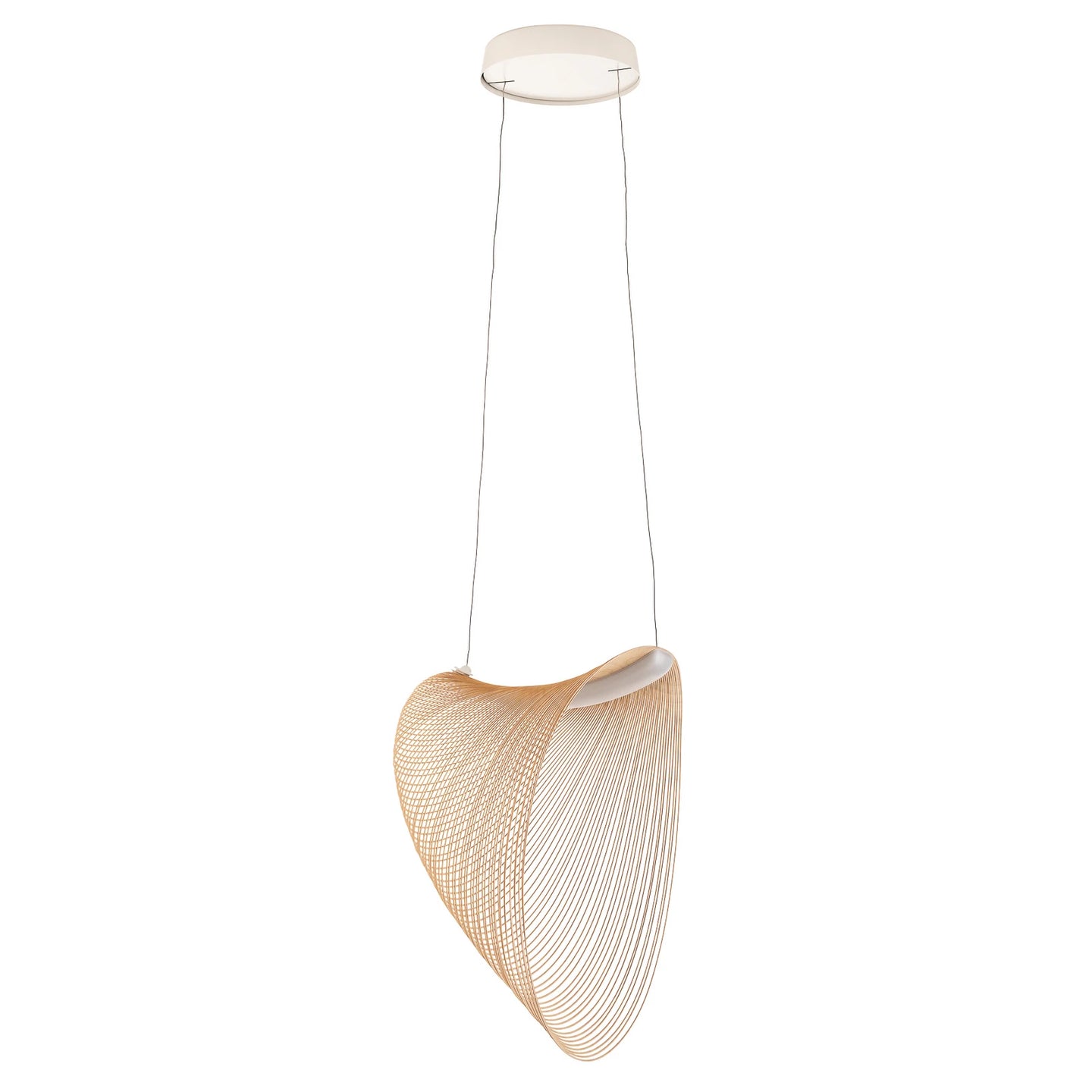Wave‑Form Wooden Pendant Light