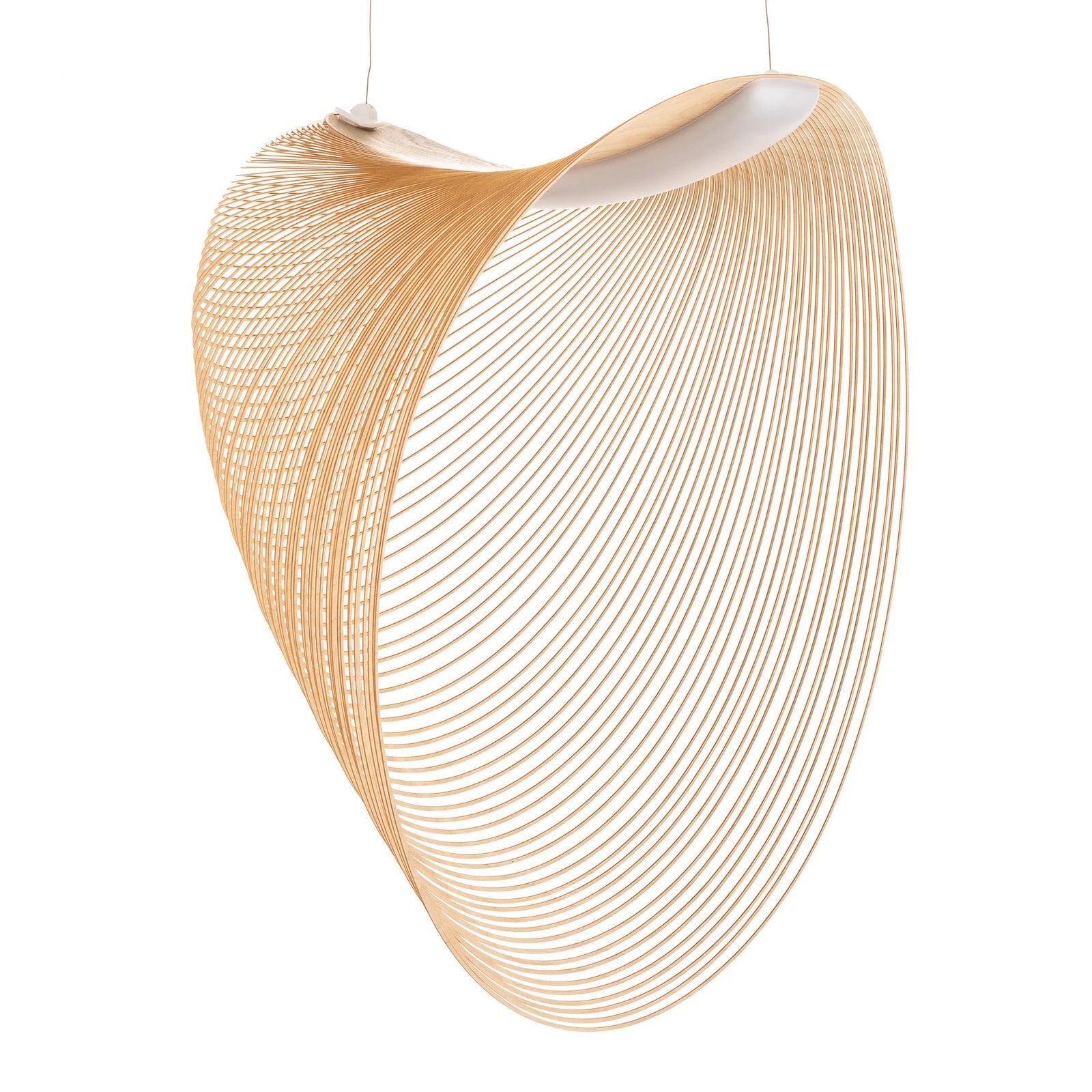 Wave‑Form Wooden Pendant Light