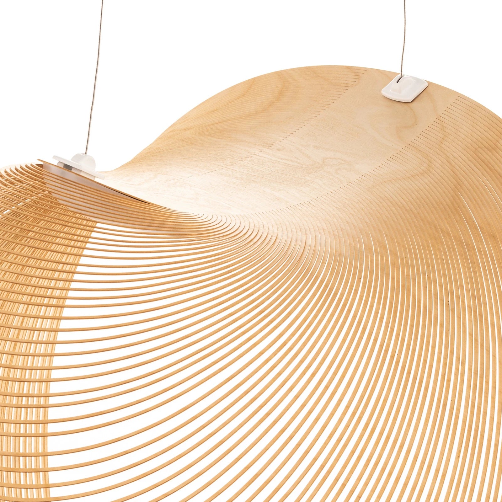 Wave‑Form Wooden Pendant Light