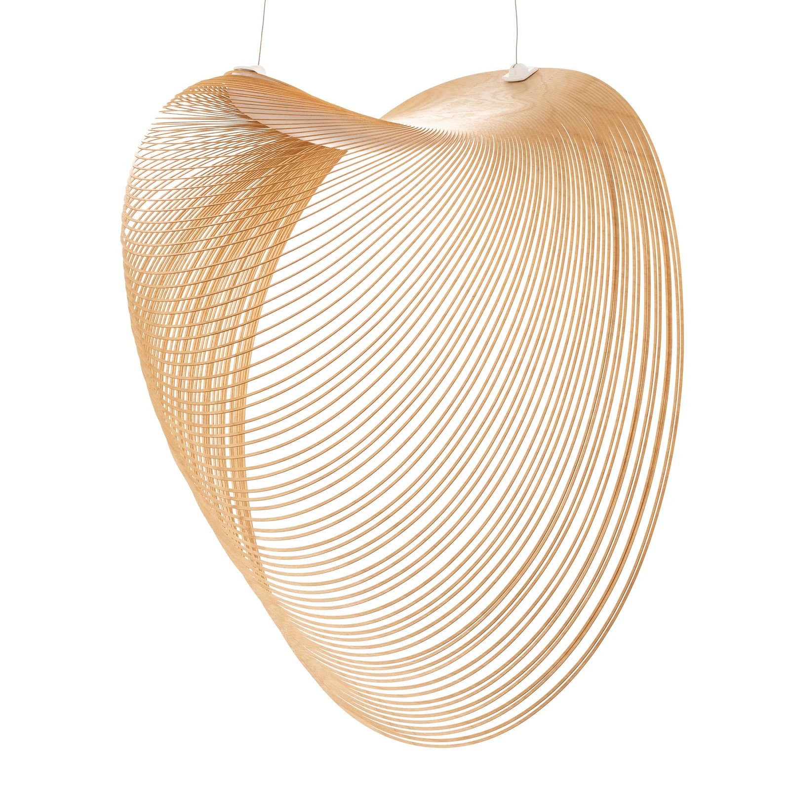 Wave‑Form Wooden Pendant Light