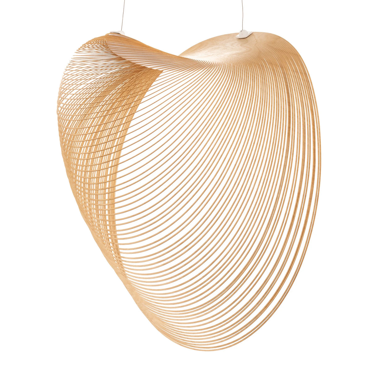 Wave‑Form Wooden Pendant Light