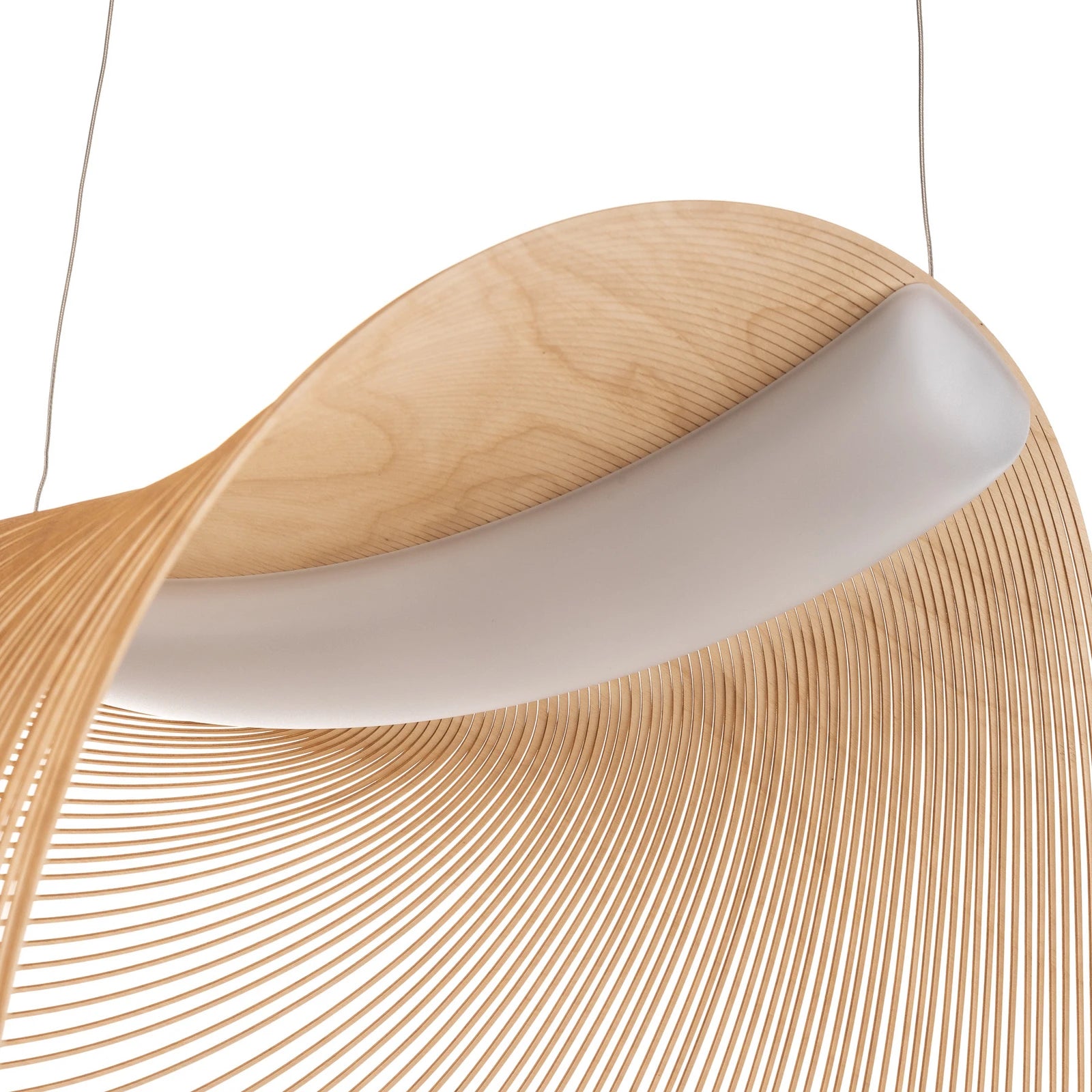 Wave‑Form Wooden Pendant Light