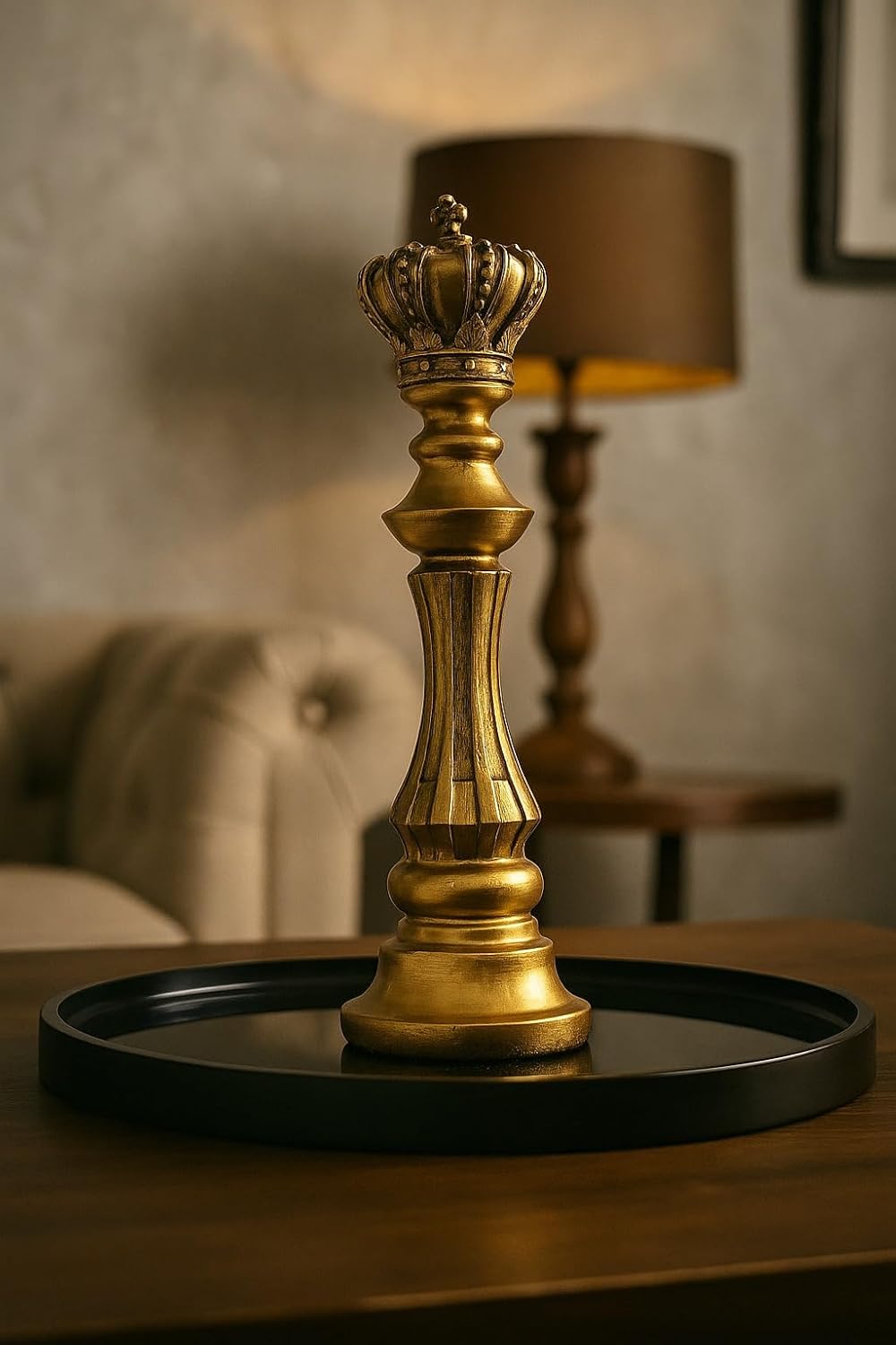 Luxury Antique Gold Chess Piece Decor Set (King, Queen, Knight)