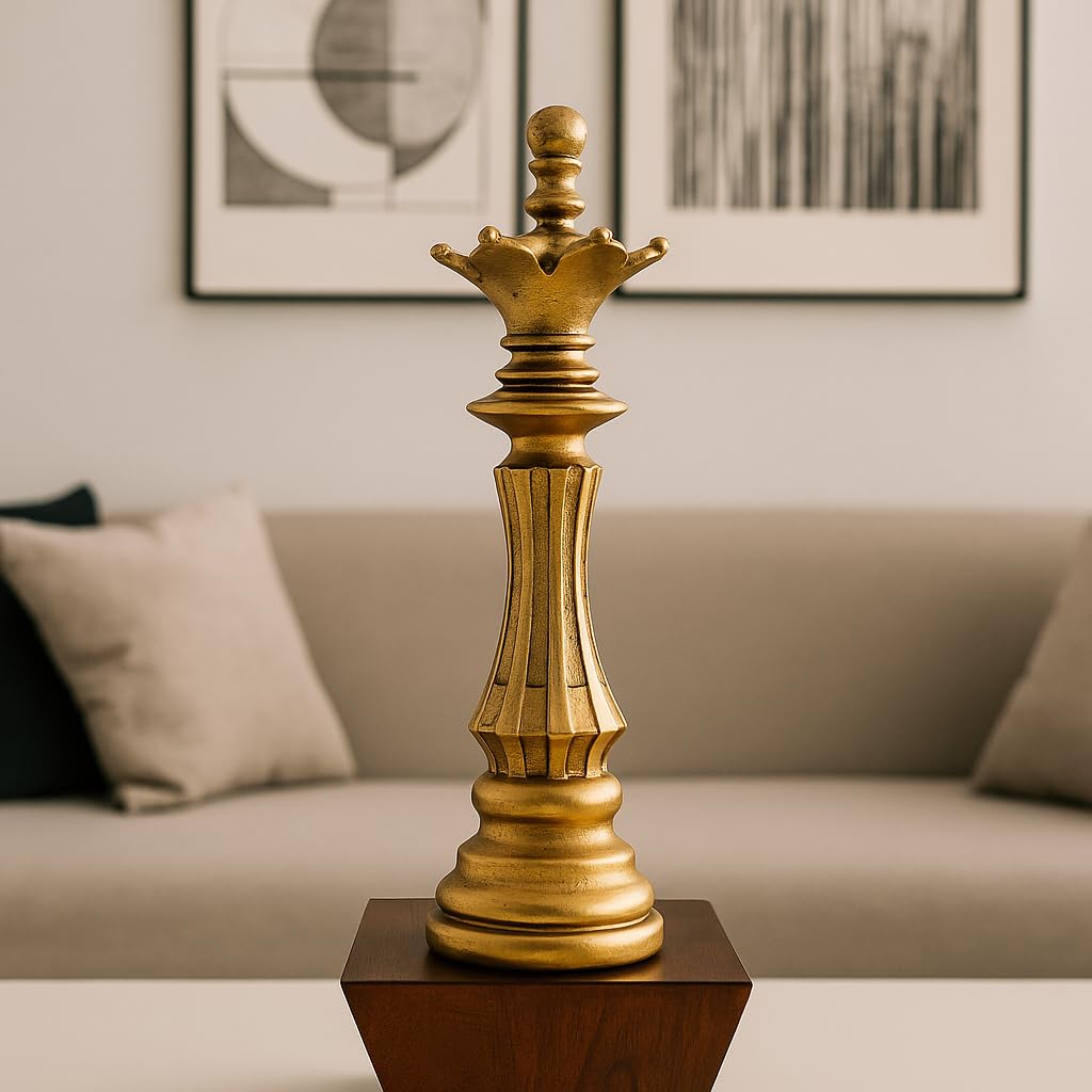 Luxury Antique Gold Chess Piece Decor Set (King, Queen, Knight)