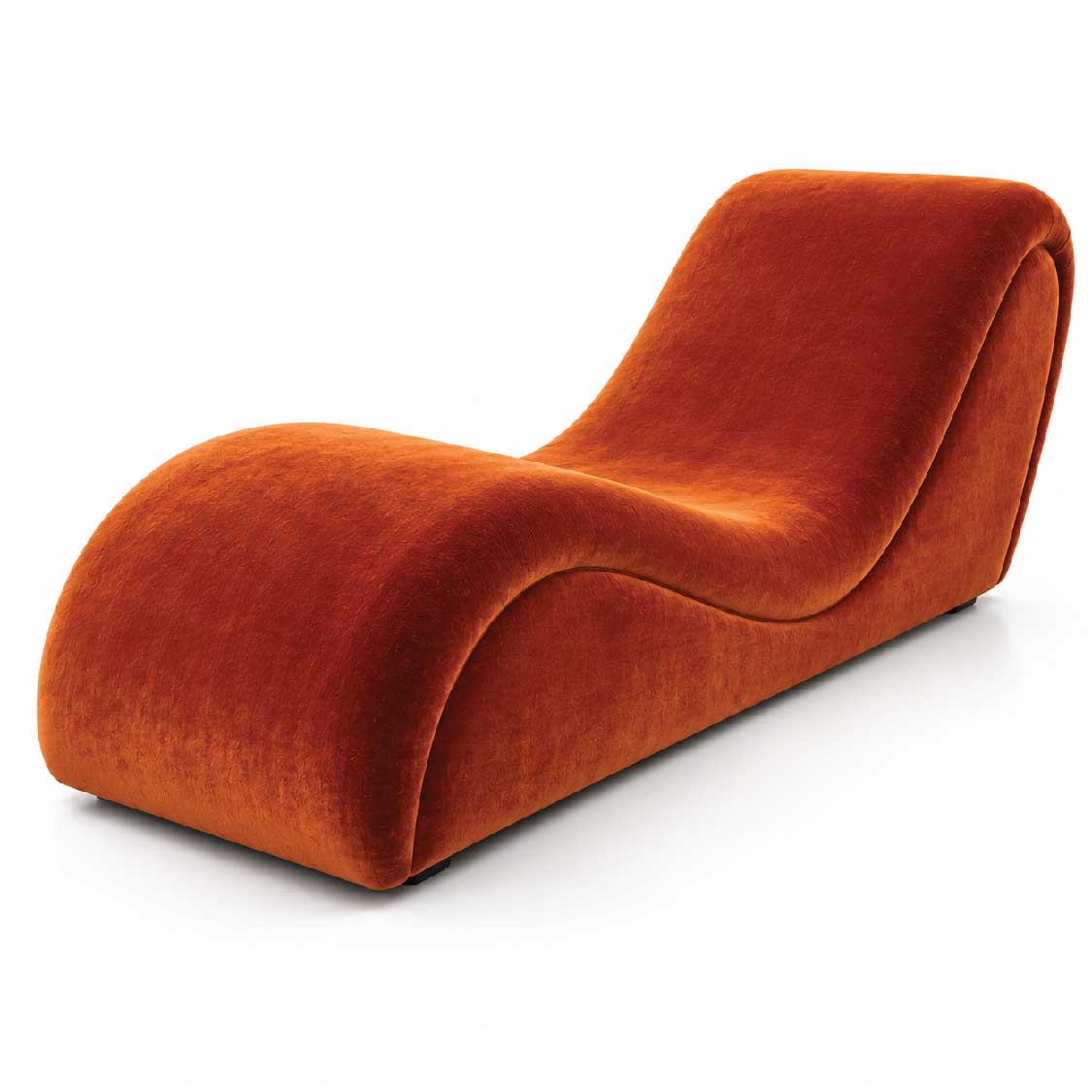 Ergonomic Curved Velvet Chaise Lounge in Rust Orange
