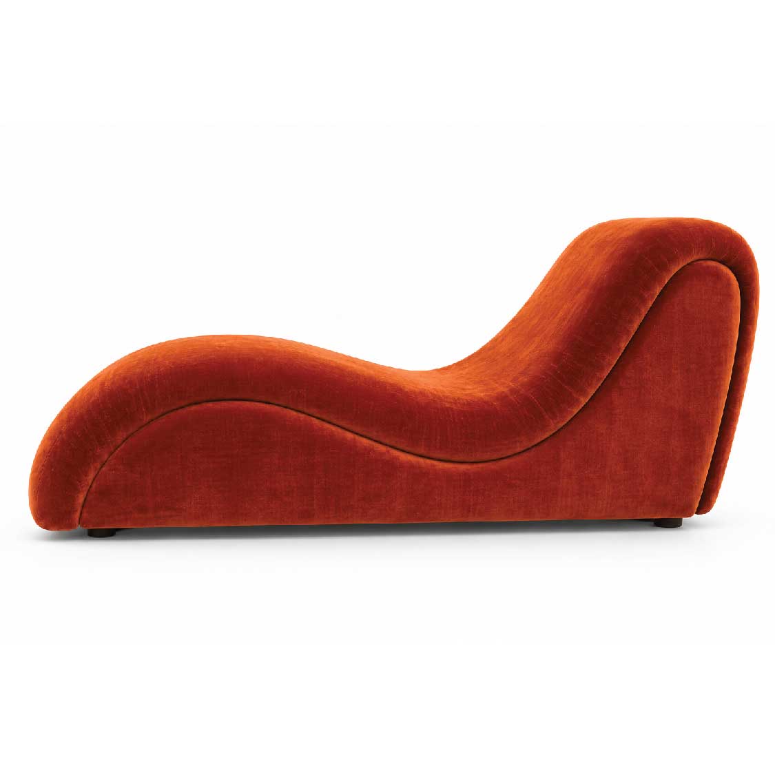 Ergonomic Curved Velvet Chaise Lounge in Rust Orange