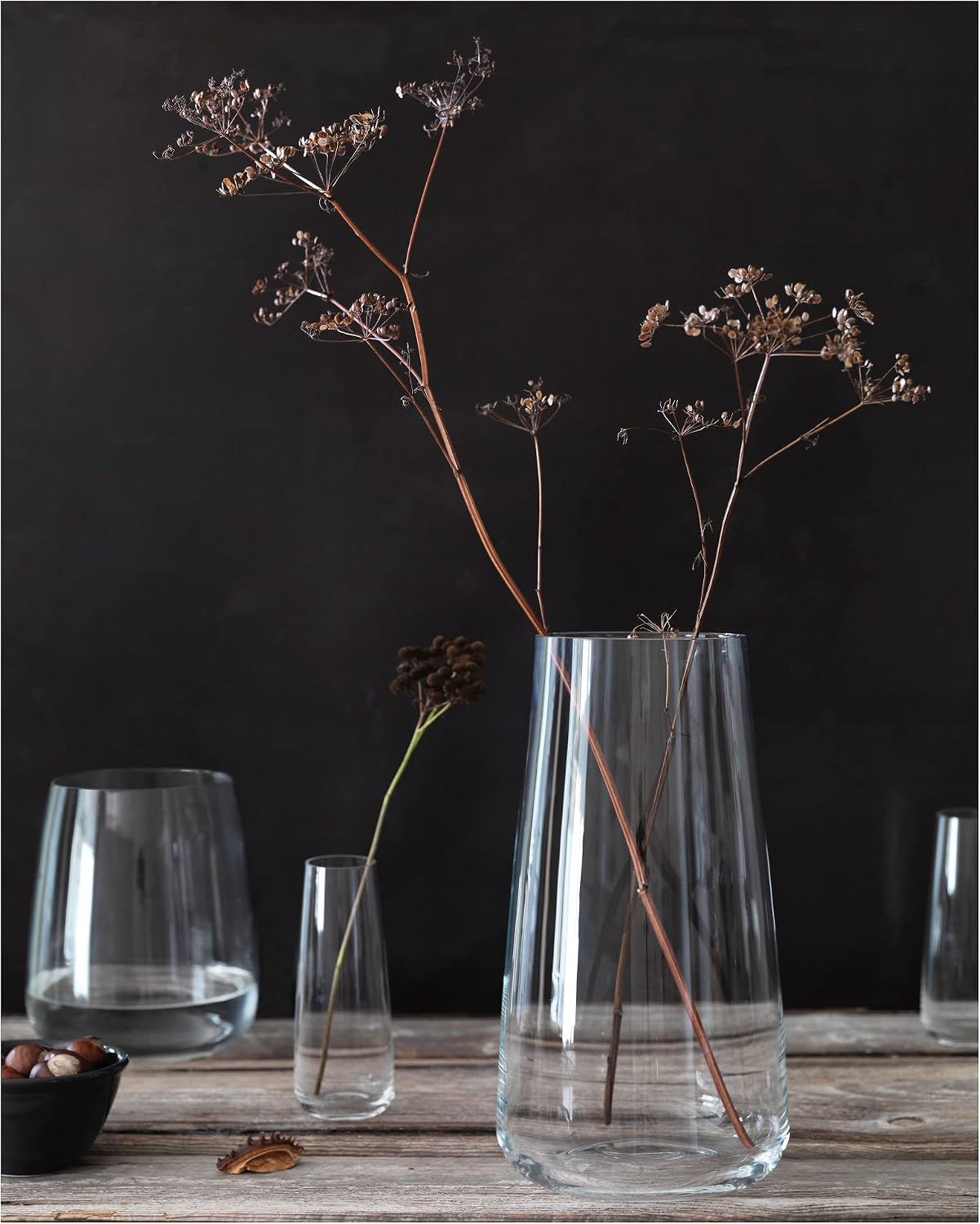 Modern Clear Glass Tapered Flower Vase