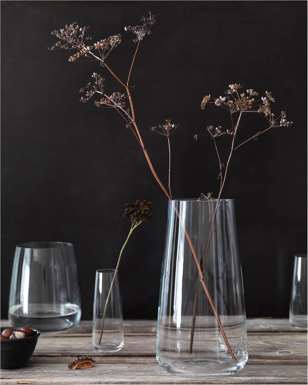 Modern Clear Glass Tapered Flower Vase