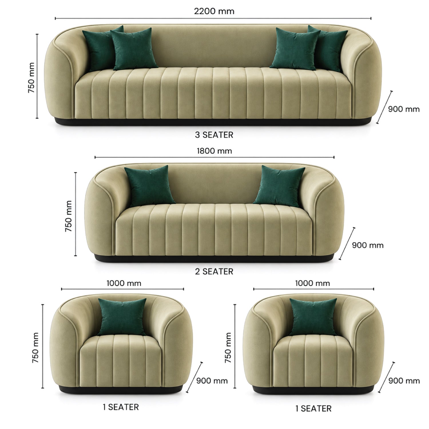 Luxurious 7-Seater Channel-Tufted Sofa Set (3+2+1+1) | Fully Customizable in Size & Color