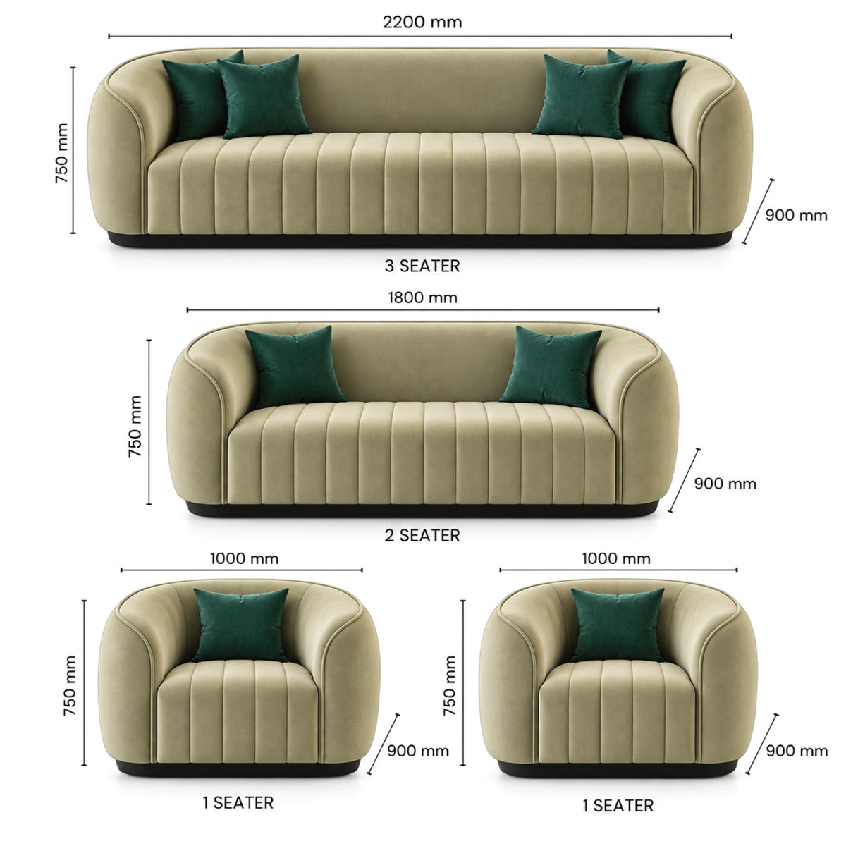 Luxurious 7-Seater Channel-Tufted Sofa Set (3+2+1+1) | Fully Customizable in Size & Color