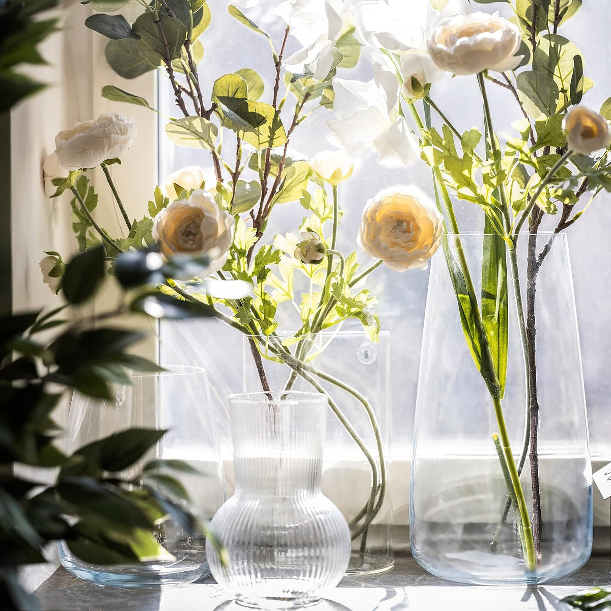 Modern Clear Glass Tapered Flower Vase