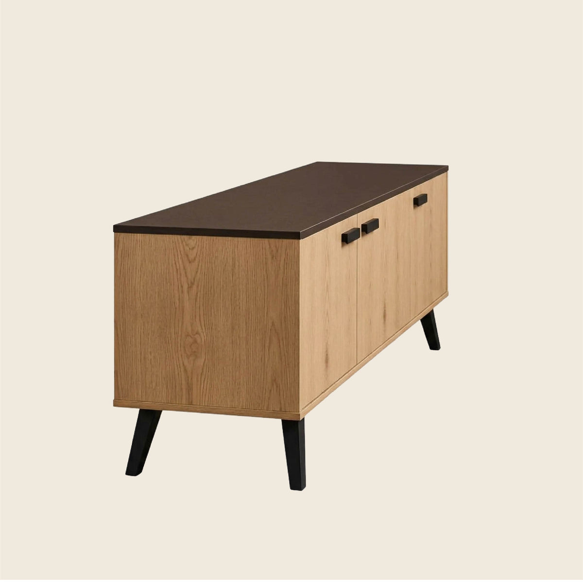 Modern Complete Bedroom Furniture Set – Oak Wood & Dark Top Finish