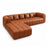 Channel-Tufted Leather L-Shape Sectional Sofa with Left-Facing Chaise