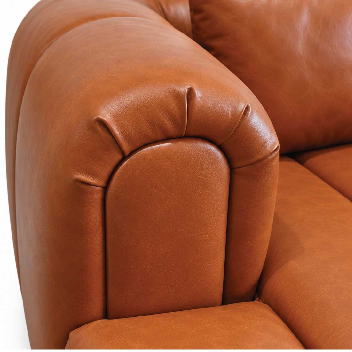 Channel-Tufted Leather L-Shape Sectional Sofa with Left-Facing Chaise