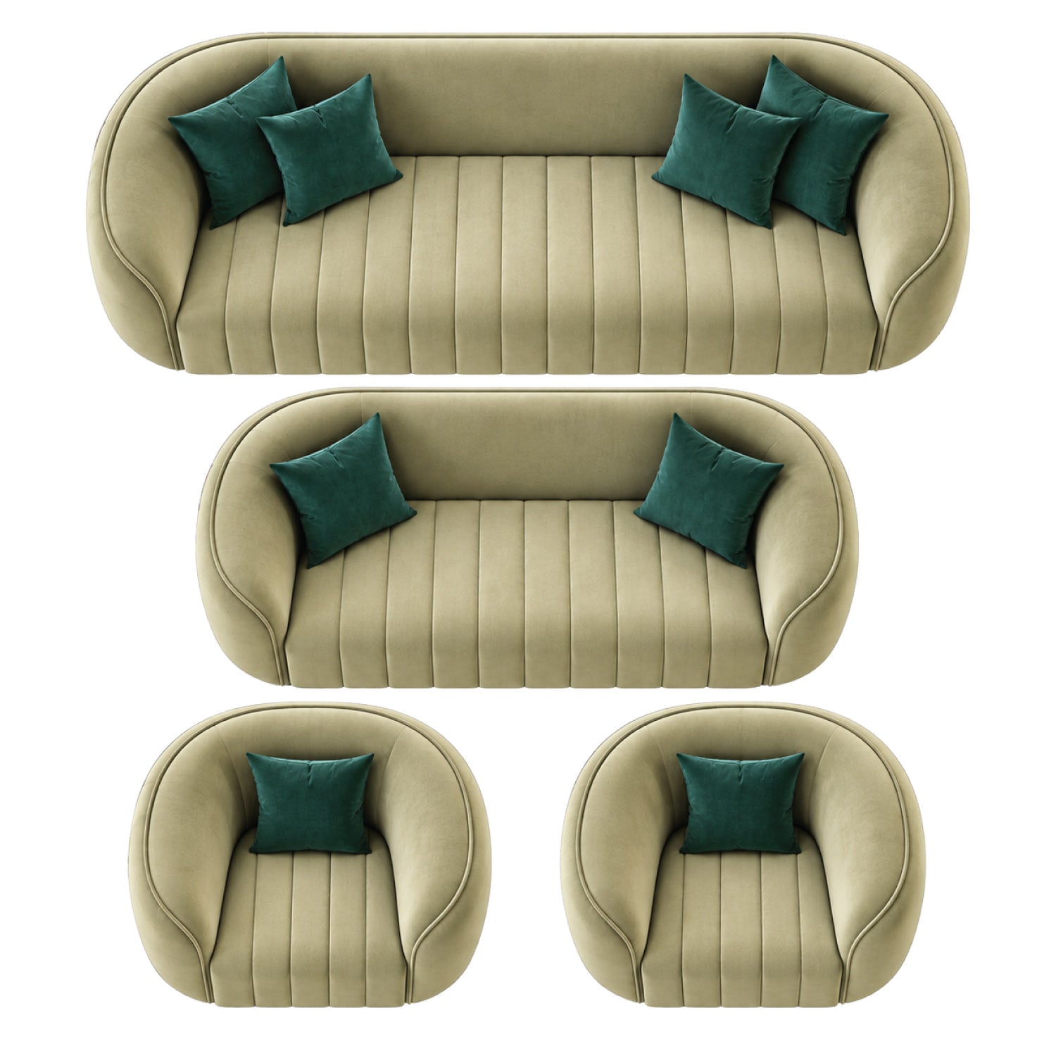 Luxurious 7-Seater Channel-Tufted Sofa Set (3+2+1+1) | Fully Customizable in Size & Color