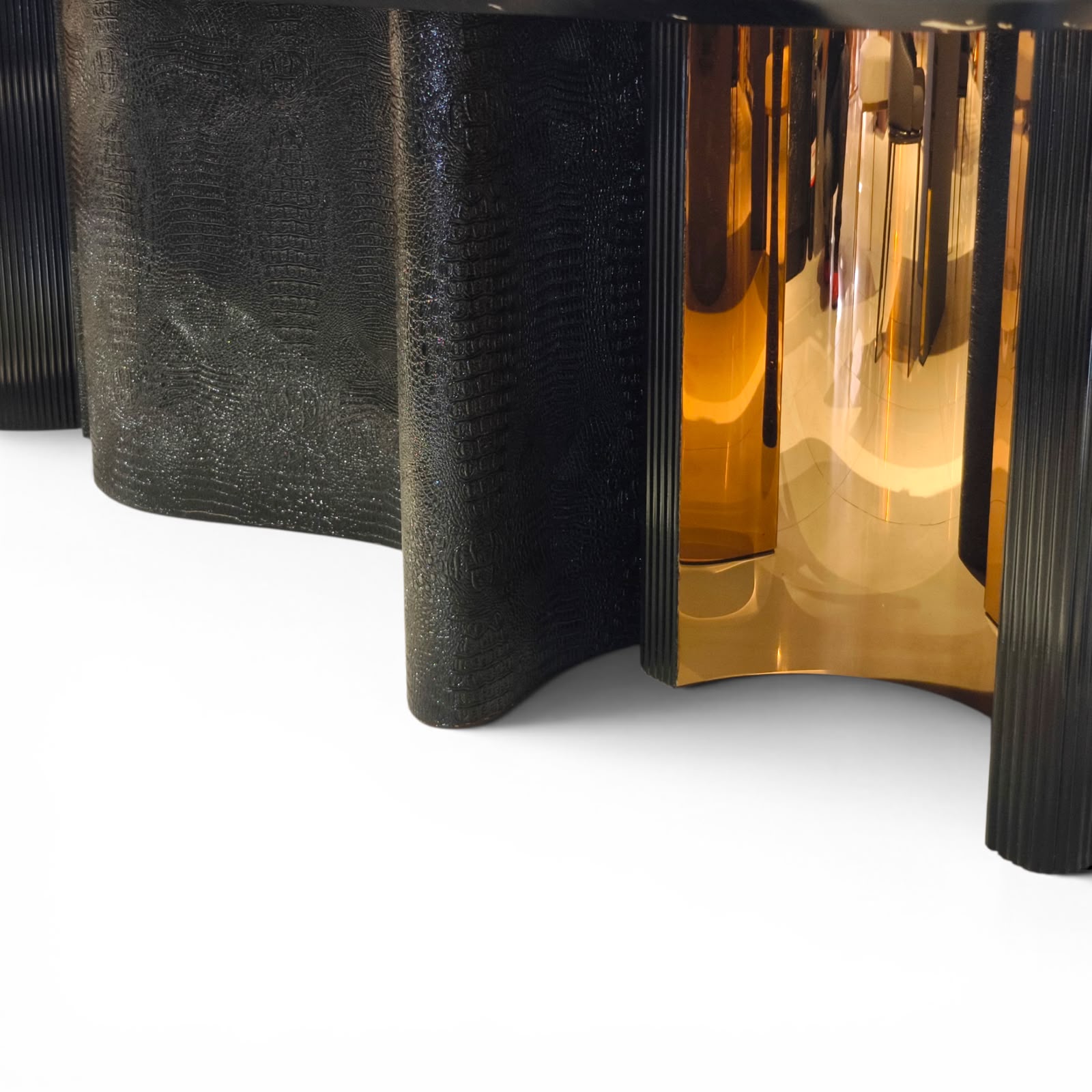 Modern Luxe Dining Set – Black & Gold Elegance with 7 Chairs